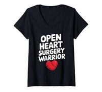 Femme Chirurgie à cœur Ouvert Survivant Survivant Chirurgie des Maladies cardiaques T-Shirt avec Col en V