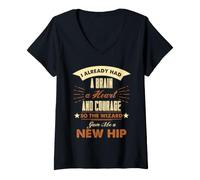 Femme Chirurgie de Remplacement de la Hanche Nouvelle récupération du Courage de la Hanche Get Well T-Shirt avec Col en V