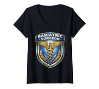 Femme Chirurgien bariatrique Caducée Chirurgie métabolique de Perte de Poids MD T-Shirt avec Col en V