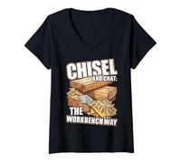 Femme Chisel and Chat: The Workbench Way T-Shirt avec Col en V