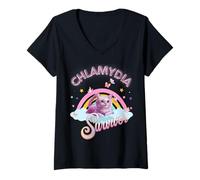 Femme Chlamydia Survivor Cat Meme: Bold & Quirky Humor T-Shirt avec Col en V