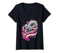 Femme Chlamydia Survivor Cat Meme: Bold & Quirky Humor T-Shirt avec Col en V