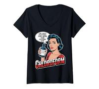 Femme Chloroforme Femme T-Shirt avec Col en V