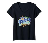 Femme Chocolat Infusé Cheveux Humour Bien-Être Vintage T-Shirt avec Col en V
