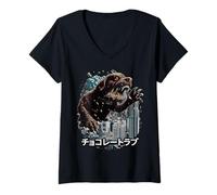 Femme Chocolate Lab Chien Labrador Retriever Kaiju Monster T-Shirt avec Col en V