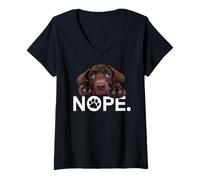 Femme Chocolate Lab Dog Labrador retriever Marron T-Shirt avec Col en V