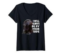 Femme Chocolate Lab Dog Labrador Retriever Marron T-Shirt avec Col en V