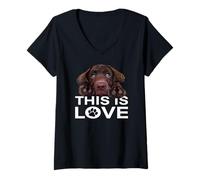 Femme Chocolate Lab Dog Labrador retriever Marron T-Shirt avec Col en V