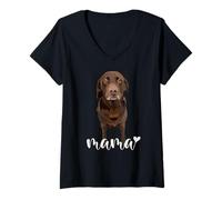 Femme Chocolate Lab Mama Brown Labrador Maman La mère du Laboratoire Chien de Laboratoire T-Shirt avec Col en V