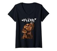 Femme Chocolate Lab Maman Labrador Marron T-Shirt avec Col en V
