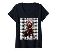 Femme Chocolate Lab Maman Labrador Retriever en Chocolat T-Shirt avec Col en V