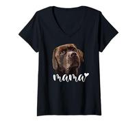 Femme Chocolate Lab Mom Brown Lab Mama The Lab Mère Labrador Chien T-Shirt avec Col en V