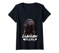 Femme Chocolate Lab Mom Brown Lab Mother Labrador Mama Dog Mom T-Shirt avec Col en V