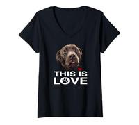 Femme Chocolate Lab This is Love Brown Labrador Retriever T-Shirt avec Col en V