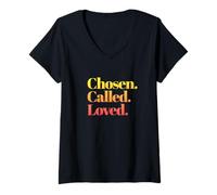 Femme Choisi par Dieu aimé et appelé T-Shirt avec Col en V