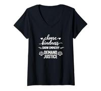 Femme Choisissez la gentillesse, montrez l'empathie, exigez la Justice T-Shirt avec Col en V