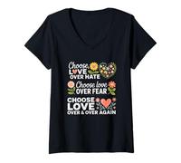 Femme Choisissez l'amour plutôt Que la Peur de la Haine T-Shirt avec Col en V