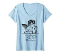 Femme Choix de Vie Ange Humour Sarcastique Cupidon Ironie T-Shirt avec Col en V