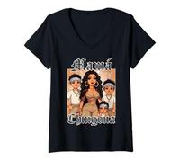 Femme Chola Chibi Girl Hispanic Heritage Month Brown Pride Chicana T-Shirt avec Col en V