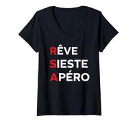 Femme Chômage RSA Citation Humour RSA T-Shirt avec Col en V