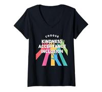 Femme Choose Kindness Acceptation Inclusion Orange Unity Day T-Shirt avec Col en V