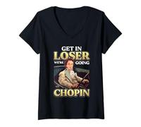 Femme Chopin Humour Musicien Hommes Femmes Enfants Drôle Classique Musique T-Shirt avec Col en V