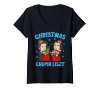 Femme Chopin Liszt Ugly Christmas pour Hommes, Femmes, Enfants, Musique Classique T-Shirt avec Col en V