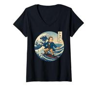 Femme Chopins - Katakana - Musicien classique - Ukiyo-e - Surf T-Shirt avec Col en V