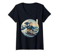 Femme Chopins - Katakana - Musicien classique - Ukiyo-e - Surf T-Shirt avec Col en V