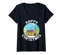 Femme Chorale de Chants de Noël de l'église Ministre chrétien T-Shirt avec Col en V