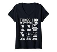 Femme Choses drôles de tornades Que Je Fais Pendant Mon Temps Libre à Storm Chasing T-Shirt avec Col en V