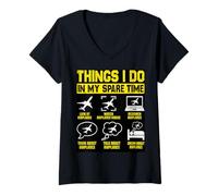 Femme Choses Que Je Fais dans Mes Avions de Temps Libre T-Shirt avec Col en V