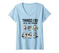Femme Choses Que Je Fais en Tant Que Personne Chat Conception T-Shirt avec Col en V