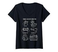 Femme Choses Que Je Fais Mon Temps Libre Humour Chat T-Shirt avec Col en V