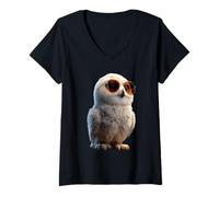 Femme Chouette des Neiges Chouette Blanche Mignonnes Chouettes T-Shirt avec Col en V