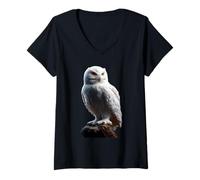 Femme Chouette des Neiges Chouette Blanche Mignonnes Chouettes T-Shirt avec Col en V