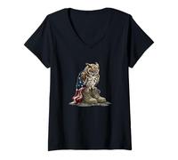 Femme Chouette tragique avec Bottes de Champ de Bataille pour Les Amoureux symboliques T-Shirt avec Col en V