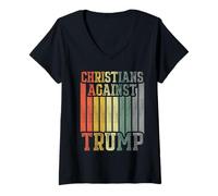 Femme Chrétiens Contre Trump 2020 Human USA Election T-Shirt avec Col en V
