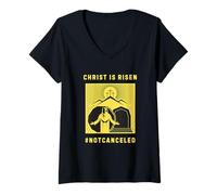 Femme Christ est ressuscité, Pâques, Non annulée, résurrection, Foi T-Shirt avec Col en V
