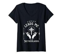 Femme Christ me Conduit aux Pays-Bas T-Shirt avec Col en V