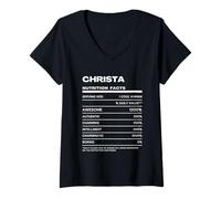 Femme Christa Valeur Nutritive Nom Drôle T-Shirt avec Col en V