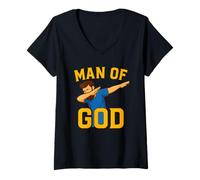 Femme Christian Dad Dab Man of God Father’s Day Funny Men T-Shirt avec Col en V