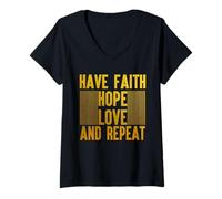 Femme Christian Faith and Love, Harmony and Spiritual Connection T-Shirt avec Col en V