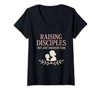 Femme Christian Gentle Parenting Élever des Disciples Maman Grace T-Shirt avec Col en V