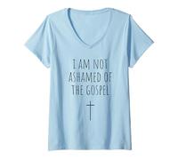 Femme Christian I Am Not Ashamed Of The Gospel T-Shirt avec Col en V