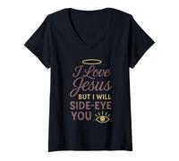 Femme Christian Petty Prayed Up Faith Humour Sass God Knows Me T-Shirt avec Col en V