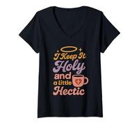 Femme Christian Petty Prayed Up Faith Humour Sass God Knows Me T-Shirt avec Col en V