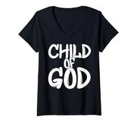 Femme Christian Shirts for Men God Child of Jesus Fate Shirt T-Shirt avec Col en V