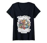 Femme Christian Teacher Teaching is My Ministry Verse de la Bible Florale T-Shirt avec Col en V