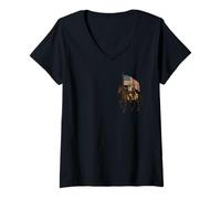 Femme Christian Templar Knight avec Drapeau américain - catholique T-Shirt avec Col en V